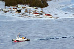 The Biscayne Bay icebreaker cutting past Whiskey Point into the harbor