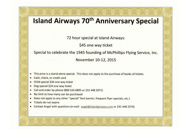 $45 ticket special at Island Airways